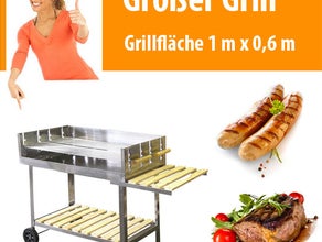 Großer Edelstahl Gastronomie Grill für Familienfest und Event