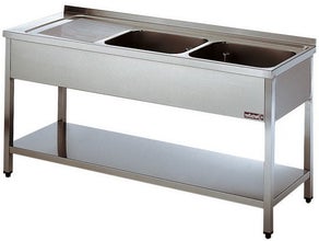 Spüle m. 2 Becken & Tropffläche