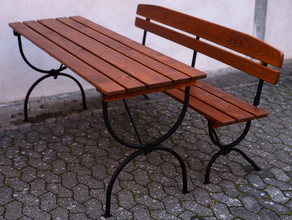 Bierzeltgarnitur rustikal mit Lehne Tische und Bänke mieten - Lieferung und Aufbau