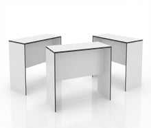 Moderner Brückentisch mieten (174x69 cm) – Weißer Hochtisch für Messen & Bankette