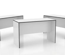 Moderner Brückentisch mieten (174x69 cm) – Weißer Hochtisch für Messen & Bankette