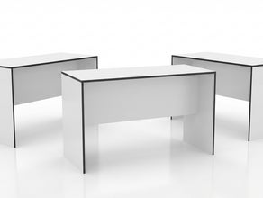 Moderner Brückentisch mieten (174x69 cm) – Weißer Hochtisch für Messen & Bankette