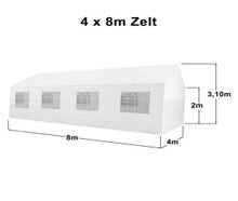 Festzelt Bierzelt Partyzelt Pavillon 8x4 Meter weiss stabil mieten leihen optional mit Lieferung und Aufbau