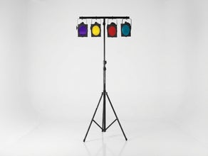 Lichtanlage mieten – Partylicht-Komplettsystem mit 4 Scheinwerfern & Sound-Steuerung, Stativ & Musiksteuerung
