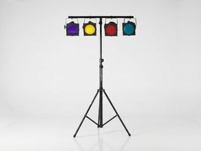 Lichtanlage mieten – Partylicht-Komplettsystem mit 4 Scheinwerfern & Sound-Steuerung, Stativ & Musiksteuerung