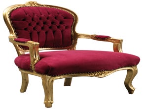 Thron Golden / Sessel Gold / Stuhl Gold / Barocksessel / Weihnachtssessel