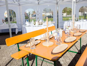 Biertischgarnitur breit mit Lehne 3-teilig