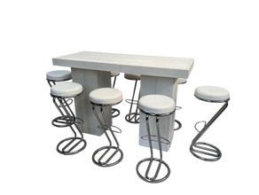Wood Hightable Set 8P. Z-Fuß weiß mieten