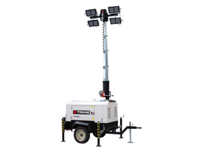 Mobiler Flutlichtmast - Lichtmast - Lichtgiraffe - Notbeleuchtung 4x320 Watt LED Beleuchtungsfläche 5000 qm², Lichtpunkthöhe 9 Meter, mit eigenen Generator, auf Anhänger mit Straßenzulassung