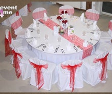 Event Paket für Ihren Abiball / Abifeier á 10 Personen: Tisch Ø 180 cm inkl. Bankett-Stühle mit Hussen und Tischdecke
