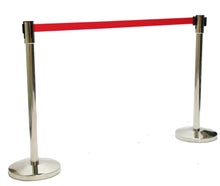 Miete 8 - Zahle 6! Absperrbänder, Personenleitsystem,Warteschlangenmanagement,rotes Band, max. 2 Meter Länge, bestehend aus 2 Pfosten und 1 Band