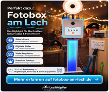 Fotobox am Lech mieten – Premium Fotobox für Hochzeit, Geburtstag & Firmenfeier