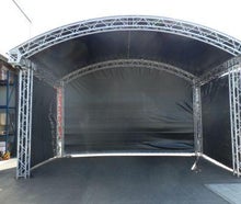 Bühnendach Rundbogenüberdachung für Bühne 8x6m max. 5m hoch inkl. Planen und Gaze
