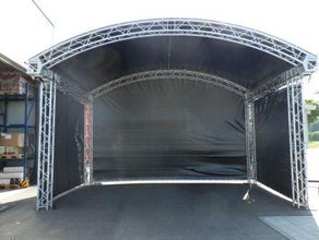 Bühnendach Rundbogenüberdachung für Bühne 8x6m max. 5m hoch inkl. Planen und Gaze