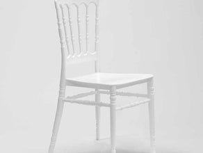 Miete 8 - Zahle 6! Elegante weiße Stühle, Hochzeitsstühle, Stuhl, Modell Napoleon Tiffany - Weiß, Kunststoff