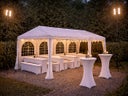Partyzelt  3 x 6 m.  mit 4 Seitenteilen und Fenstern mit Platz für bis zu 36 Personen