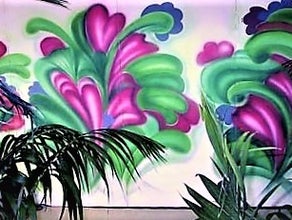 70er Jahre - Kulisse, Event - Dekoration - Flower Power - Graffiti