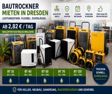 ab 2,82 EUR / Tag Bautrockner mieten, Verleih Vermietung Dresden