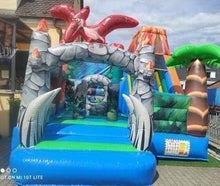 Profi Hüpfburg Luftburg Springburg Dino Vulkan mit Rutsche Jungentraum günstig leihen mieten in Mittelfranken Nürnberg Fürth Erlangen Ansbach Schwabach Lauf Zirndorf Roth