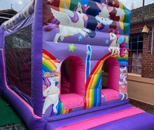 Hüpfburg "Einhornstrecke" mieten Spielstrecke Einhorn Hindernisbahn