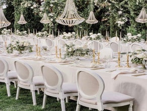"TOSKANA" Stühle inkl. Sitzkissen für Hochzeiten Crossback Holz chairs Chiavari Tiffany