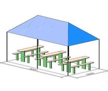 Partyzelt / Pavillion 6 x 3 m (3,35 m hoch) weiß - inklusive 3 Biergarnituren - hochstabiles Stahlrohrgestell mit Scherenmechanik - super schnell aufgebaut (Zelt)