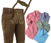 Sofort Versand möglich | Trendige Männer Kniebund Lederhose Braun mit Hemd | Gr.42 bis 66 | zünftig & modern von Spieth & Wensky | Online Verleih Miete ausleihen