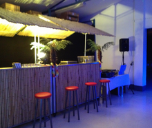Bambus-Theke Groß mit Dach mieten – Bartheke, Mobile Bar, Ausschanktheke, Eventtheke, Theken & Bars