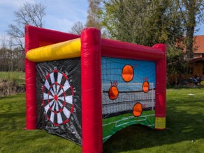 Spielewürfel 4-in-1 | Riesendart, Torwand, Ringe & Basketball