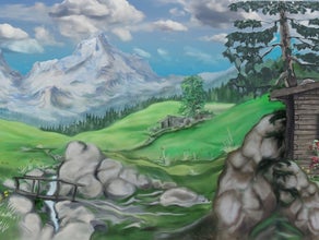 Alpenland - Kulisse, Alpen, Berg, Hütte, Kulisse