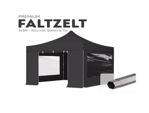 Faltzelt 3x3m schwarz + Zubehör