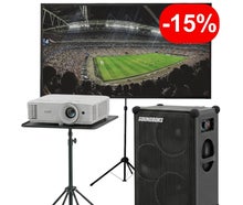 Public Viewing Paket mieten (ab € 119): Full-HD Beamer, 120" Leinwand & SOUNDBOKS ✓ Akkubetrieb ✓ Outdoor-tauglich