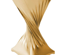 Stretchhusse Gold 1 teilig. mieten – Stehtisch, Bistrotisch, Hochtisch, Partytisch, Miettisch