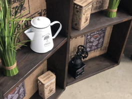 Dekoregal für Kaffeebar mieten – Bartheke, Mobile Bar, Ausschanktheke, Eventtheke, Dekoration