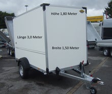 Kofferanhänger Anhänger 1300 KG Laderaum 3.0x1.5x1.8m Transportanhänger Koffer Abschließbar 100 km/h Motorradtransport