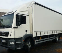 LKW 18 to Koffer / Kasten / Plane / Schiebeplane-Edscha-Verdeck; mit Ladebordwand