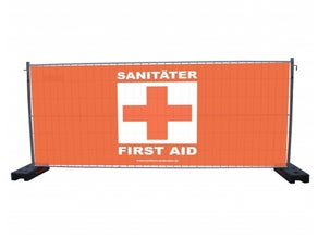 Sichtschutzplane Sanitäter, Bauzaunplane, Mobilzaunplane, Sichtschutz, Notausgangsplane
