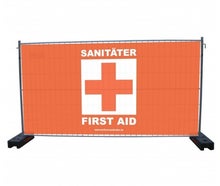 Sichtschutzplane Sanitäter, Bauzaunplane, Mobilzaunplane, Sichtschutz, Notausgangsplane