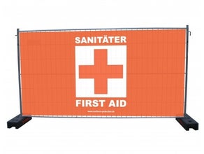 Sichtschutzplane Sanitäter, Bauzaunplane, Mobilzaunplane, Sichtschutz, Notausgangsplane