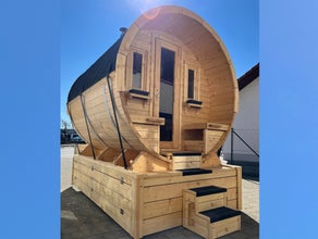 mobile Sauna, Saunaanhänger, Fasssauna Allgäusauna to go