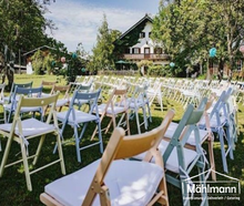 Holzstuhl/ Klappstuhl in weiß, naturfarben und bunt gemischt - Event - Gartenparty