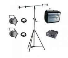 Licht Komplettset 2 · 2x LED-PAR je 36x3 W + 1x 1300 Watt Strobo + Kabel + Stativ