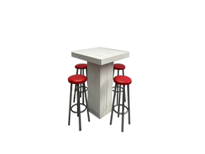 Woodlounge Stehtischset Rot 4P. mieten – Stehtisch, Bistrotisch, Hochtisch, Partytisch, Miettisch