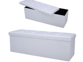 Sitzbox in weißer Lederoptik - Dreisitzer