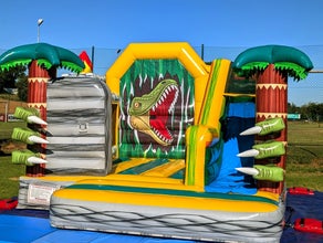T-Rex Dino Hüpfburg mieten – Multiplay Eventmodul für Kindergeburtstag, Firmenfeiern, Hochzeit & Events Fürth / Nürnberg