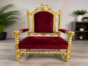 Weihnachtsmann-Thron mieten | Nikolaus-Sessel Gold-Rot | Weihnachten