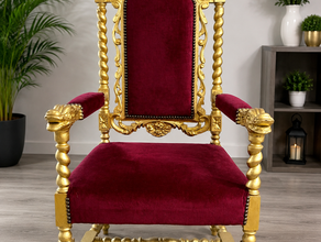 Weihnachtsmann-Thron mieten | Nikolaus-Sessel Gold-Rot | Weihnachten
