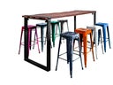 Sitzgruppe Industrial, Vintage, Naturholz, Tisch mit Echtholzbohlen, Metallstuhl in verschiedenen Farben, Colourful, farbenfroh, für 8 Personen, Diningtisch - Galerie - Bild 1