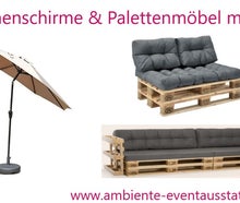Sonnenschirm , Palettenmöbel, Paletten Lounge, Outdoor Möbel mieten