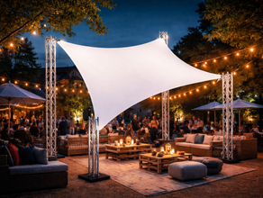 Sonnensegel SET 3,0 x 4,0 Meter mieten – Marktschirm, Großschirm, Terrassenschirm, Schattenspender